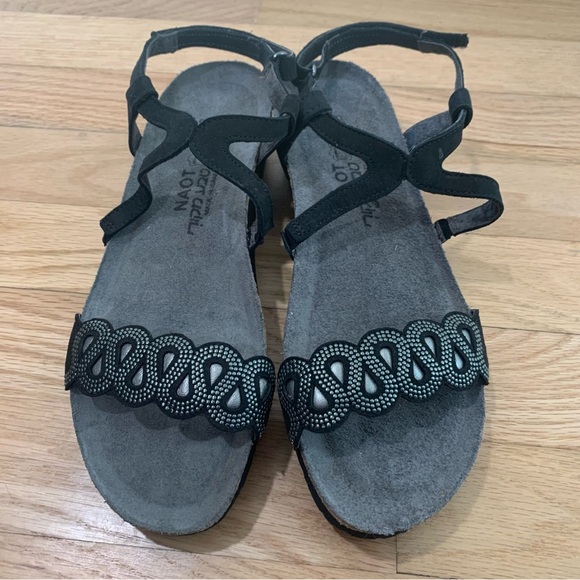 NAOT Women’s Addie Leather Sandal Wedge Strappy Made in Israel Size 38 or 7.5 - Picture 3 of 9